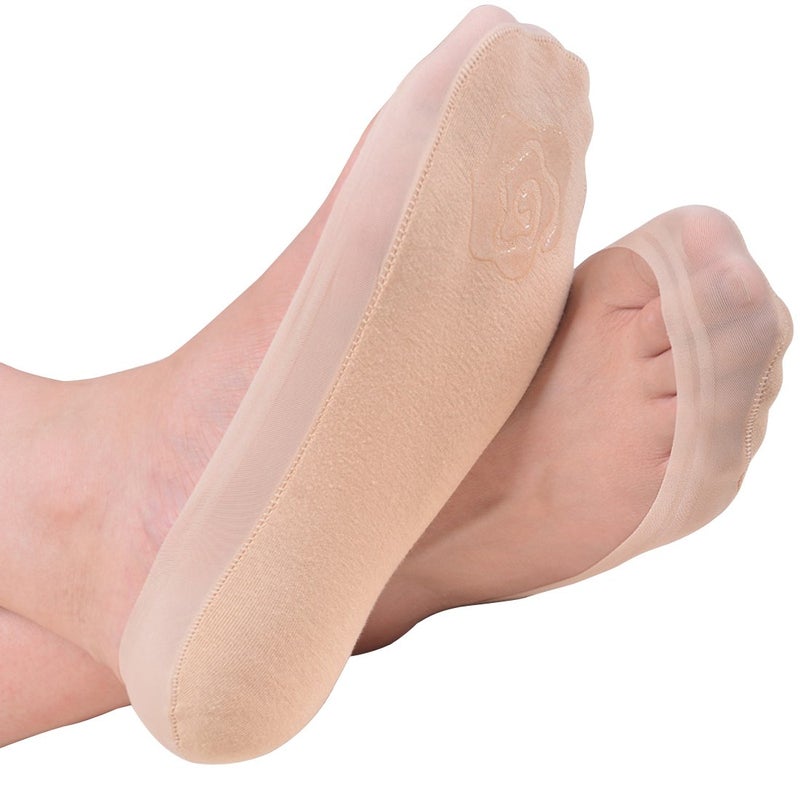Jarseen 4 Pairs No Show Liner Socks Women's Low Cut Cotton Nylon Boat Invisible Hidden Socks Non-Slip for Flats (Shoe Size 9-11, 2Black+2Nude) - Image 2